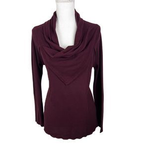 Democracy Sweater Women Medium Artisan Crafted Burgundy Ribbed Cowl Neck